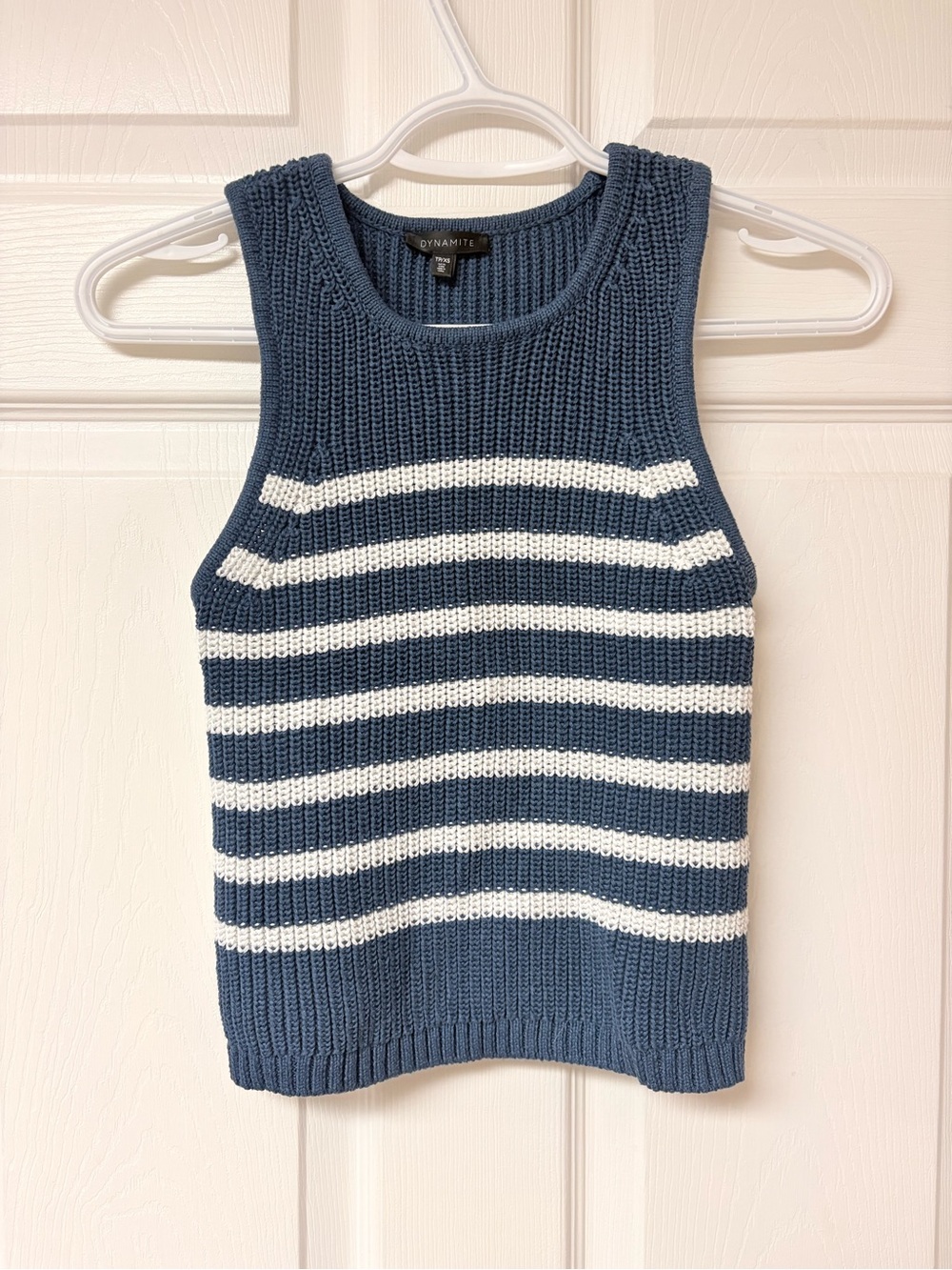 DYNAMITE Blue & White Striped Knit Tank, Size XS